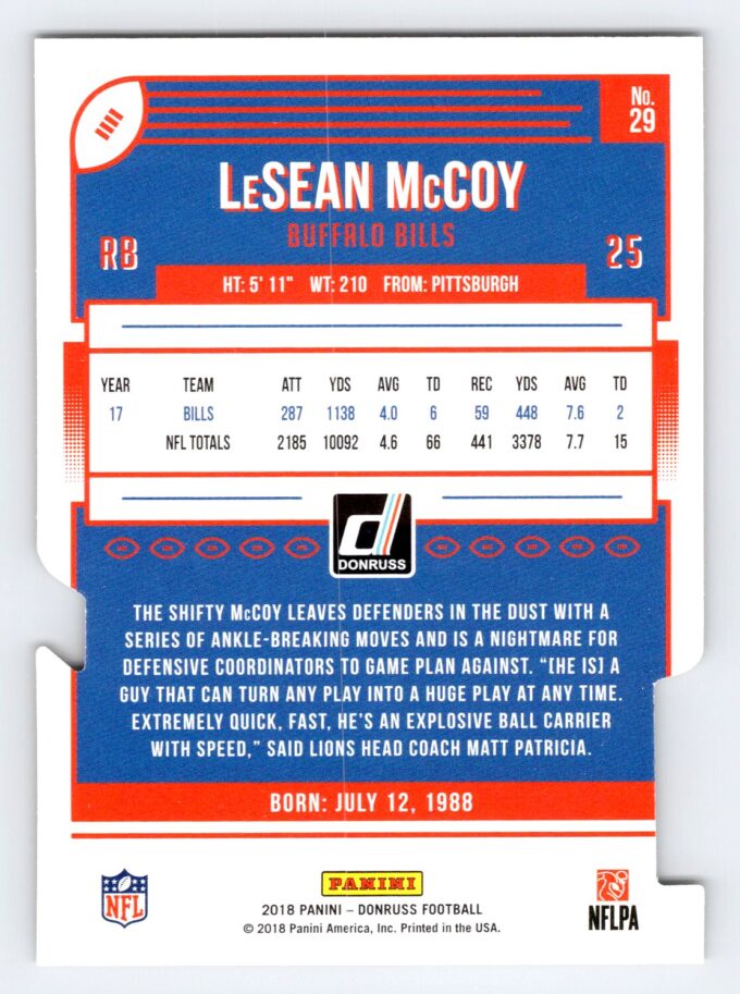 LeSean McCoy /25 Gold Foil Die Cut Donruss Press Proof