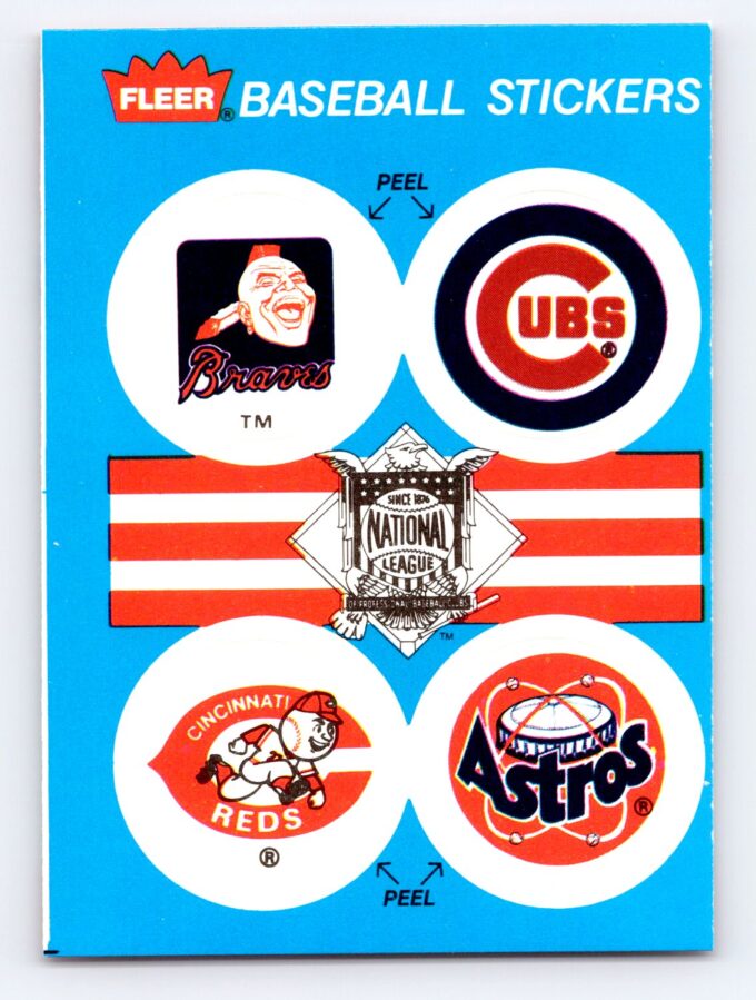 Braves Cubs Reds Astros 1989 Fleer Baseball Sticker