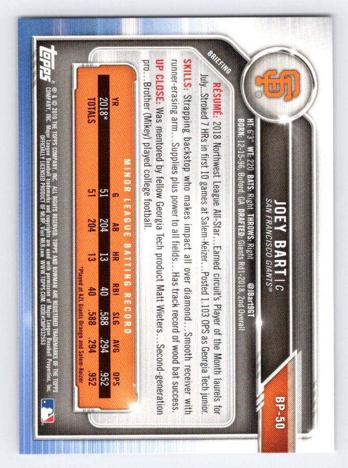 Joey Bart 1st Bowman paper