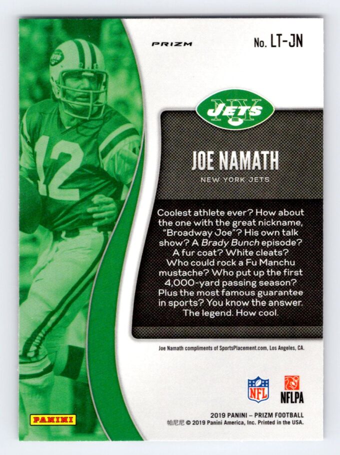 Joe Namath Green Legendary Talents Prizm