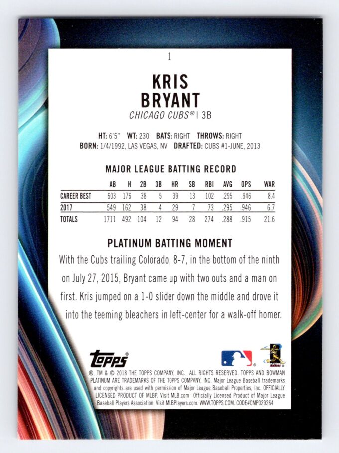 Kris Bryant Bowman Platinum