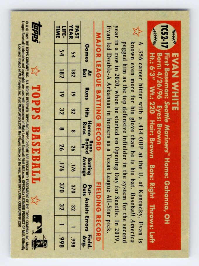 Evan White RC Topps Heritage Chrome