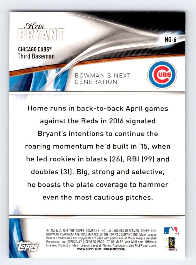 Kris Bryant Next Generation Bowman Platinum