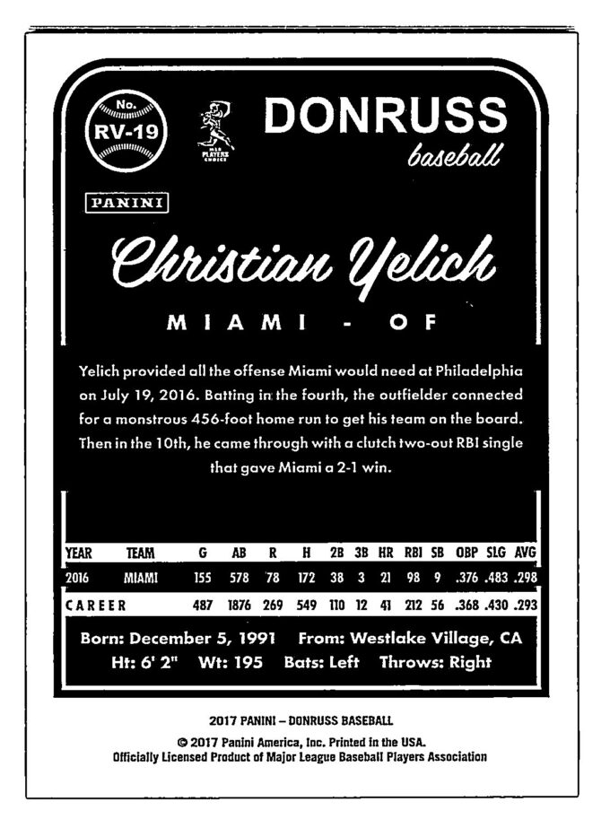 Christian Yelich /368 Silver Foil Donruss