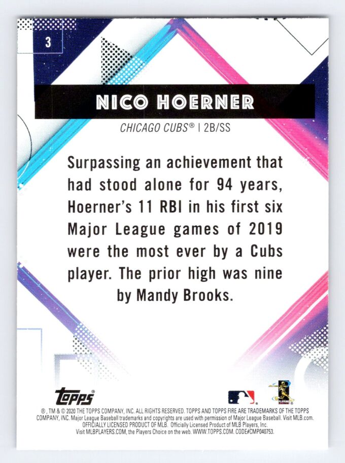 Nico Hoerner RC Topps Fire