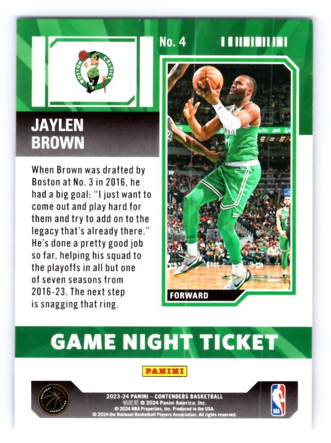 Jaylen Brown 2024 Contenders Game Night Ticket