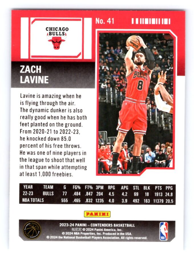 Zach Lavine 2024 Contenders Red Game Ticket