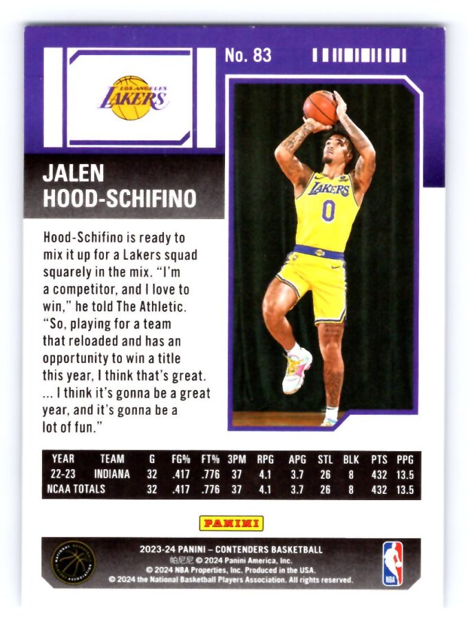 Jalen Hood-Schifno RC Rookie 2024 Contenders