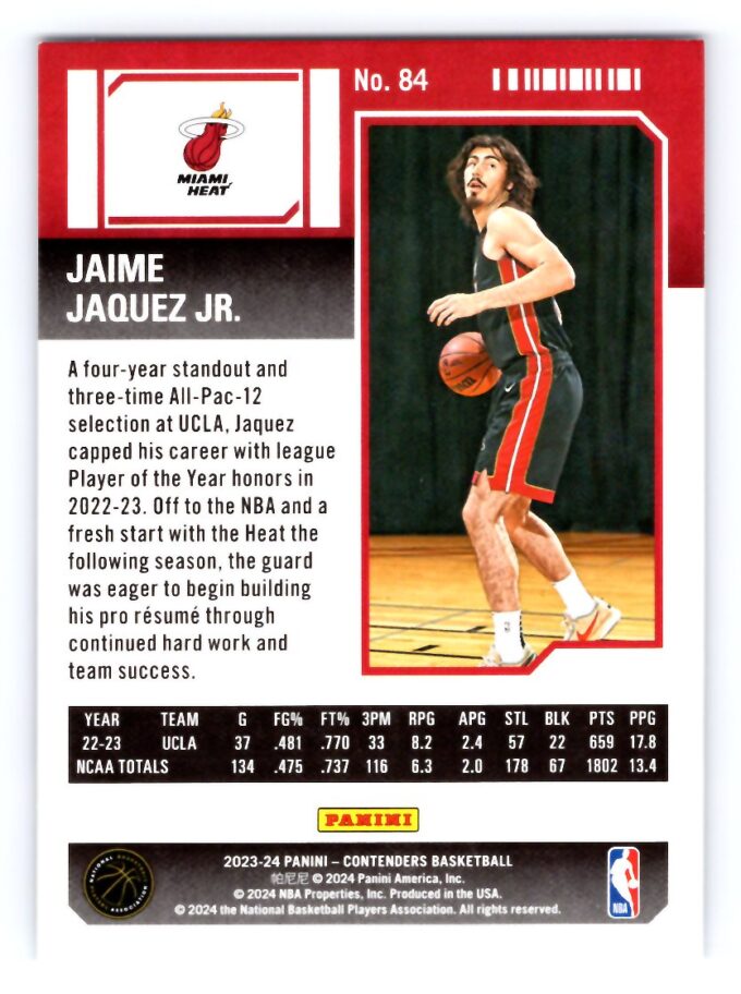 Jamie Jaques Jr. RC Rookie 2024 Contenders