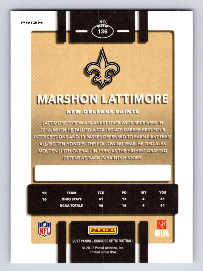 Marshon Lattimore RC Red/Yellow Holo Refractor Donruss Optic