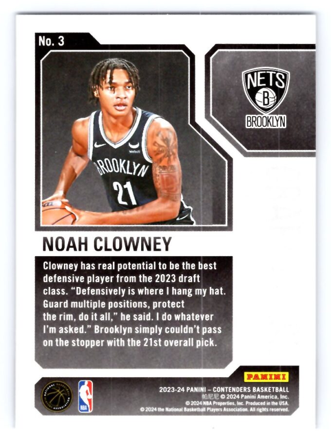 Noah Clowney RC 2024 Contenders Round 1 Draft Class