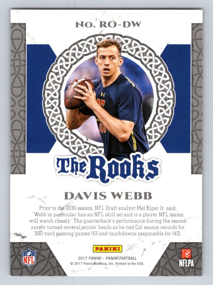 Davis Webb RC Panini the Rooks