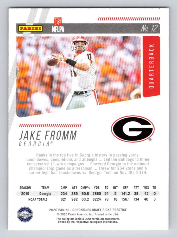 Jake Fromm RC Red Panini Chronicles Prestige Xtra Points