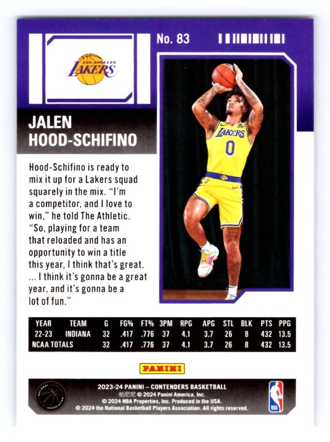 Jalen Hood-Schifno RC Rookie 2024 Contenders