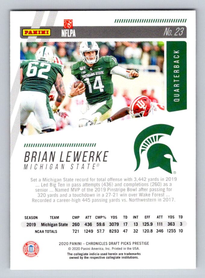 Brian Lewerke RC Panini Chronicles Prestige