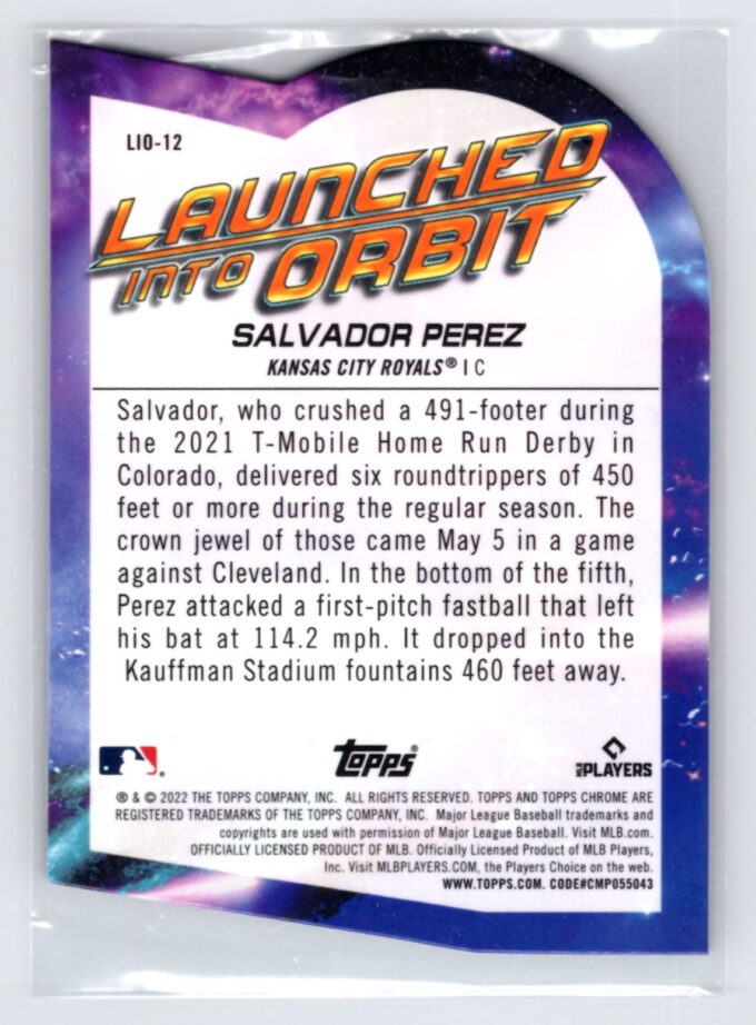Salvador Perez 2022 Topps Chrome Die Cut Launched into Orbit