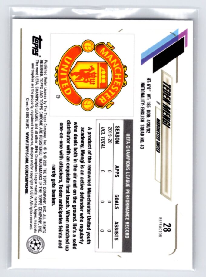 Teden Mengi 2021 RC Rookie Refractor UEFA Champions League