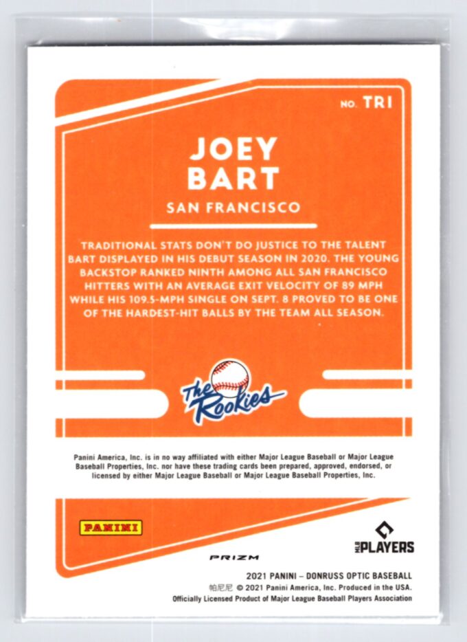 Joey Bart RC Rookie 2021 Donruss Optic the Rookies