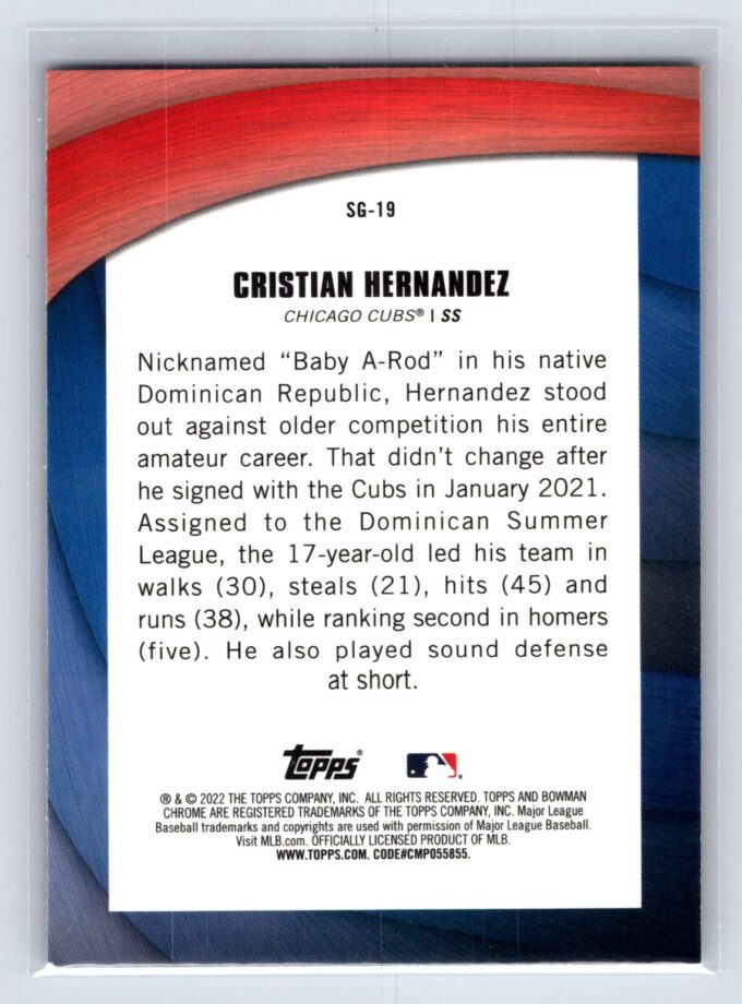 Cristian Hernandez 2022 Bowman Chrome Shades of Greatness