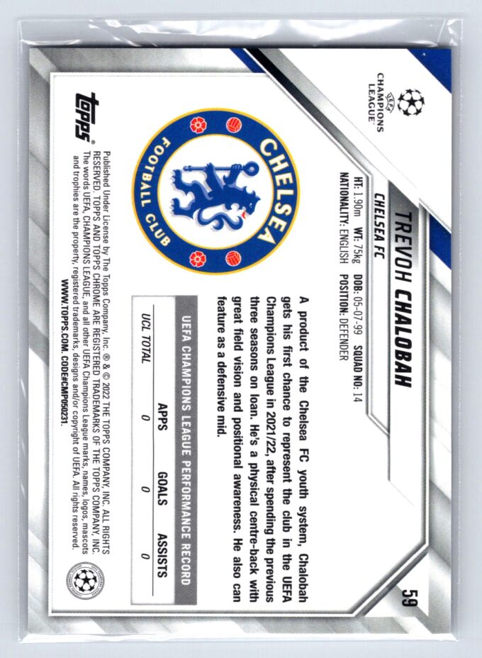 Trevoh Chalobah Rookie RC Speckle 2022 Topps Chrome UEFA Champions League
