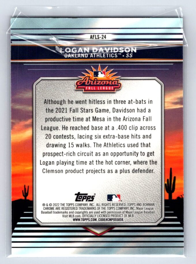 Logan Davidson 2022 Bowman Chrome Arizona Fall League