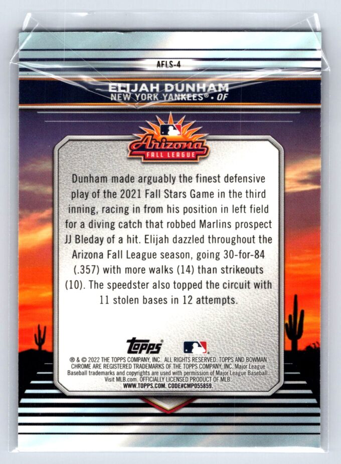Elijah Dunham 2022 Bowman Chrome Arizona Fall League