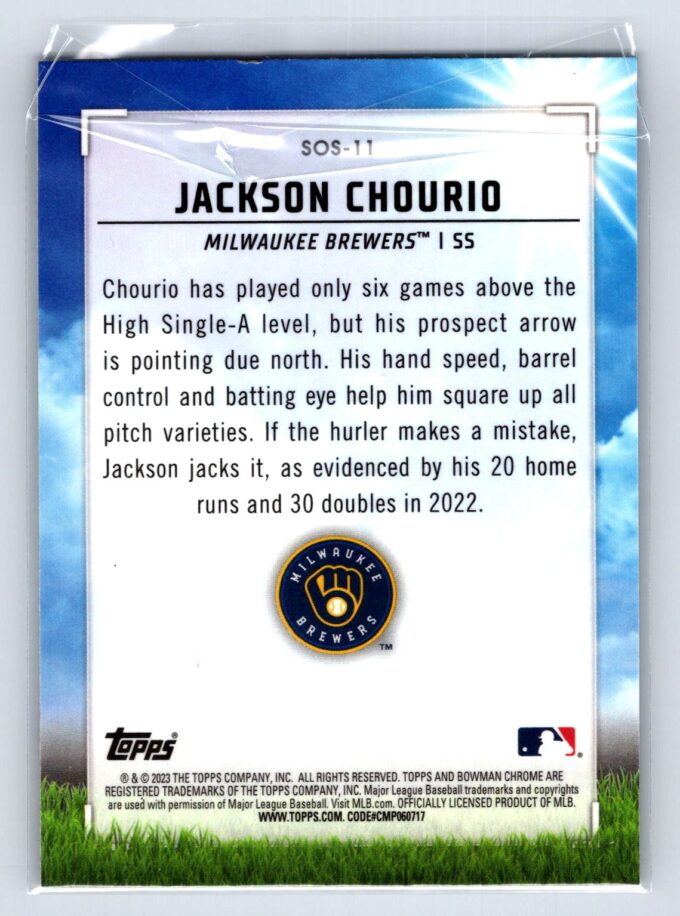 Jackson Chourio 2022 Bowmans Chrome Sights on September