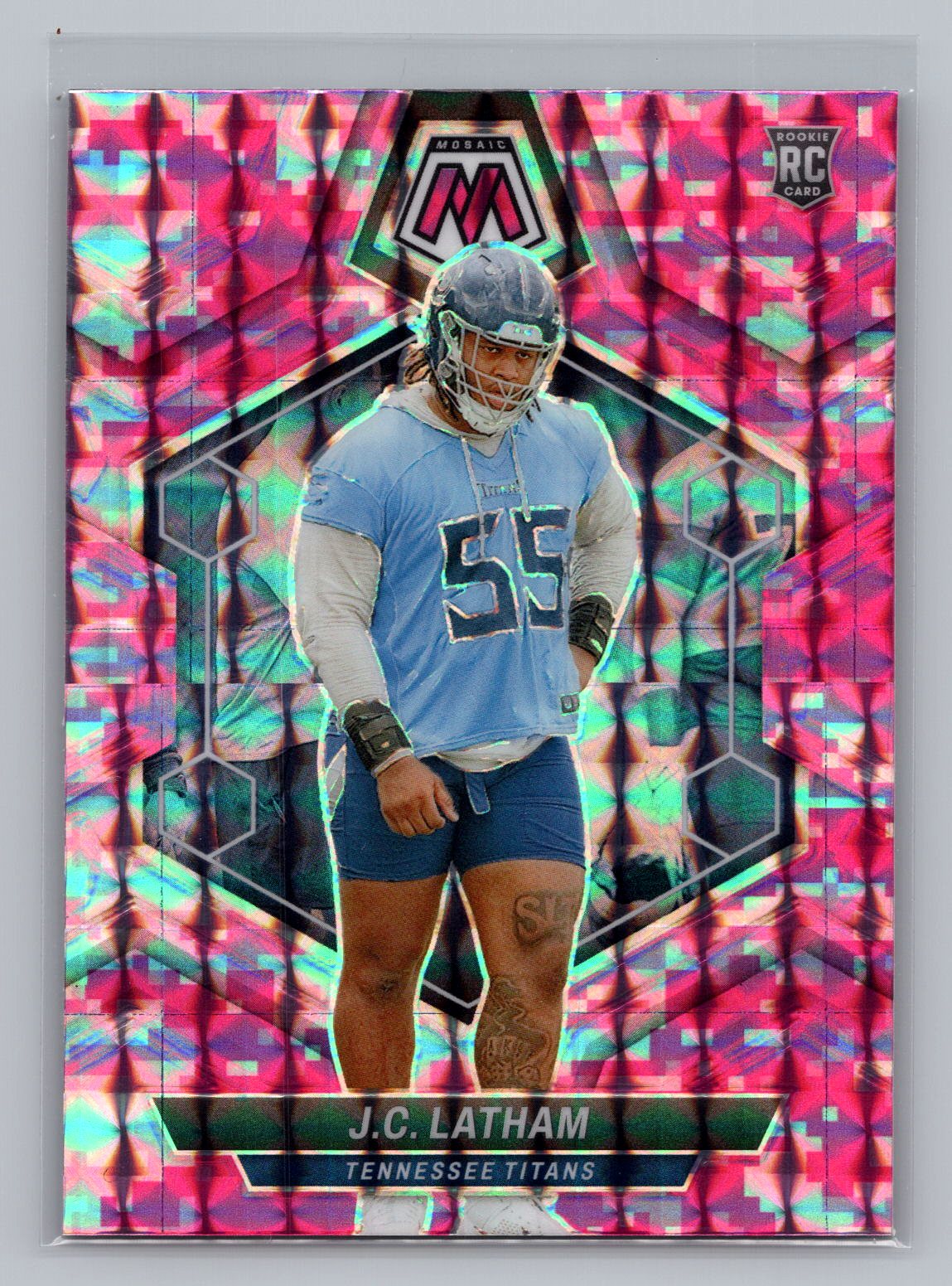 J. C. Latham 2024 Mosaic Pink Refractor Rookie RC J. C. Latham 2024 Mosaic Pink Refractor Rookie RC