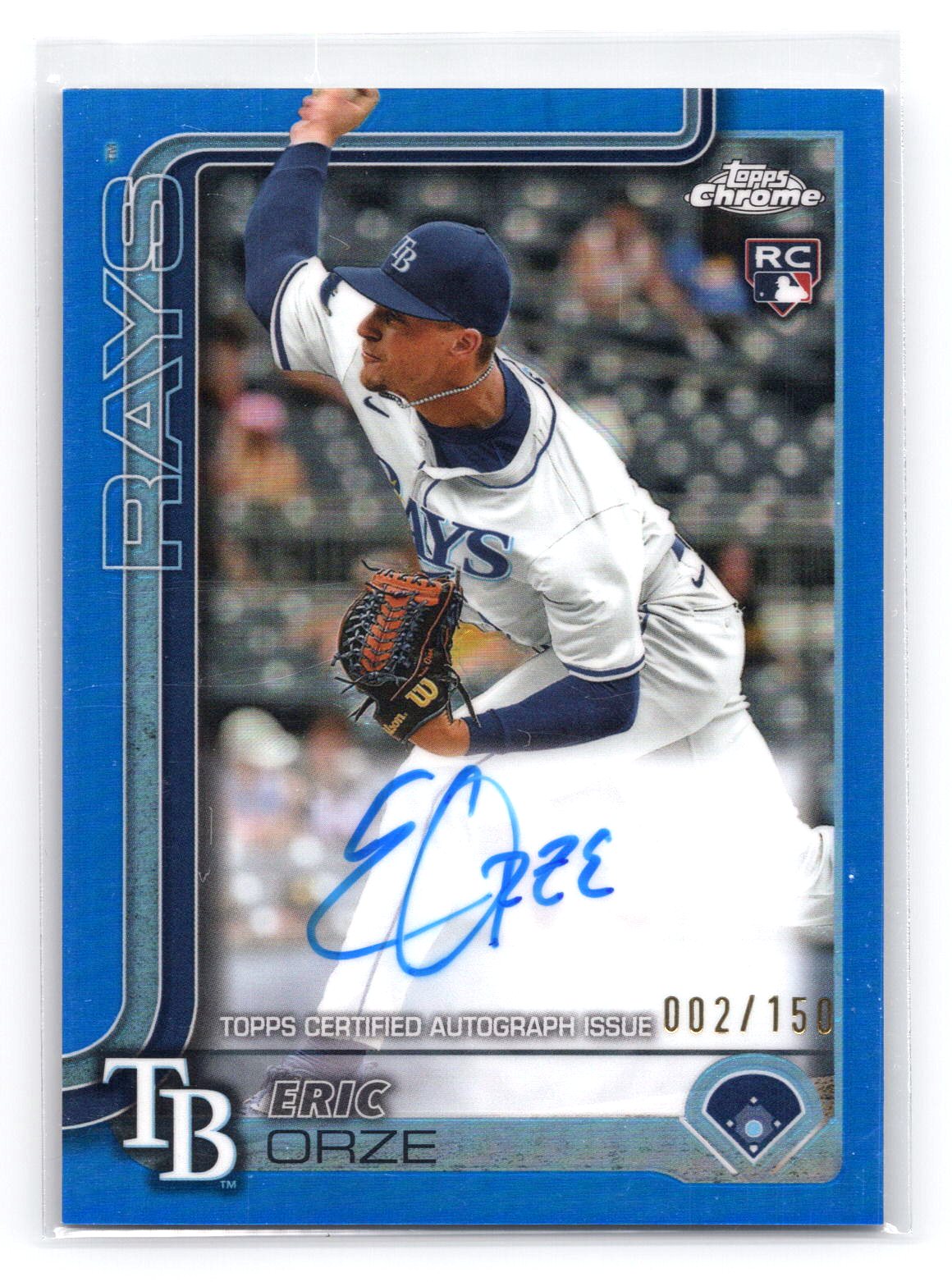 Eric Orze 2025 Topps Chrome Blue /150 Refractor Auto RC Rookie Eric Orze 2025 Topps Chrome Blue /150 Refractor Auto RC Rookie