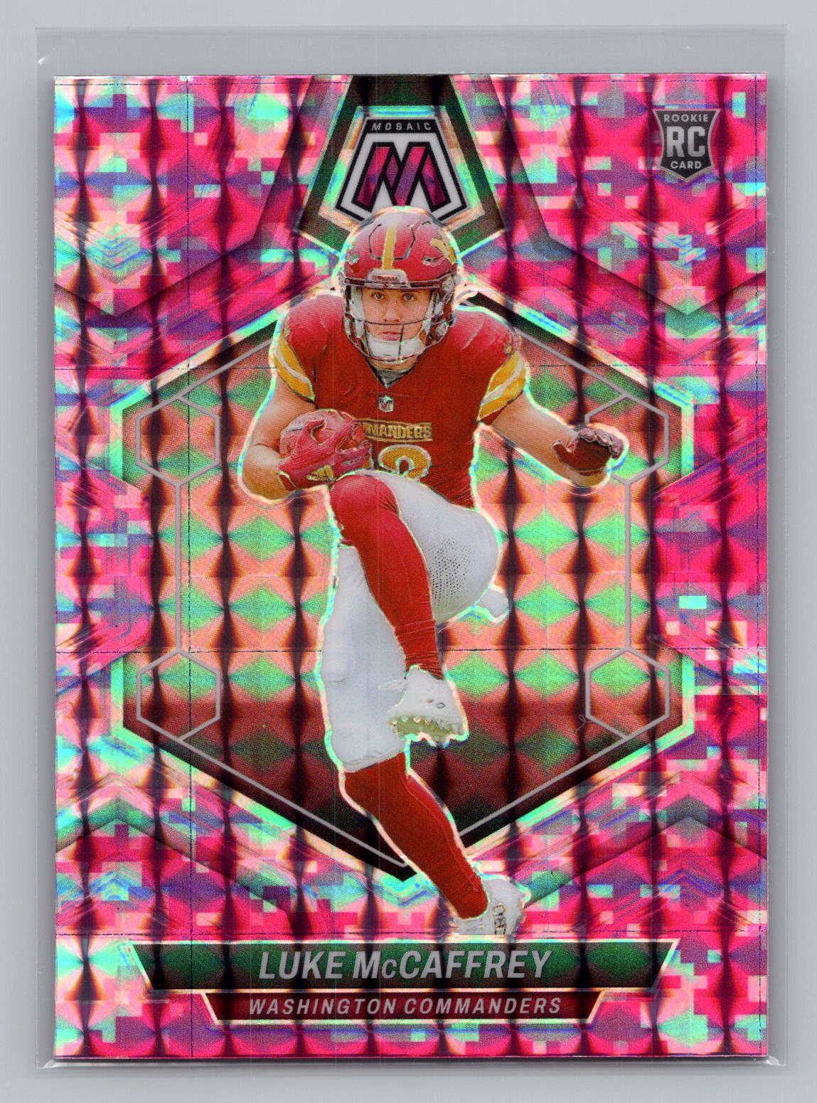 Luke McCaffrey 2024 Mosaic Pink Refractor Rookie RC Luke McCaffrey 2024 Mosaic Pink Refractor Rookie RC