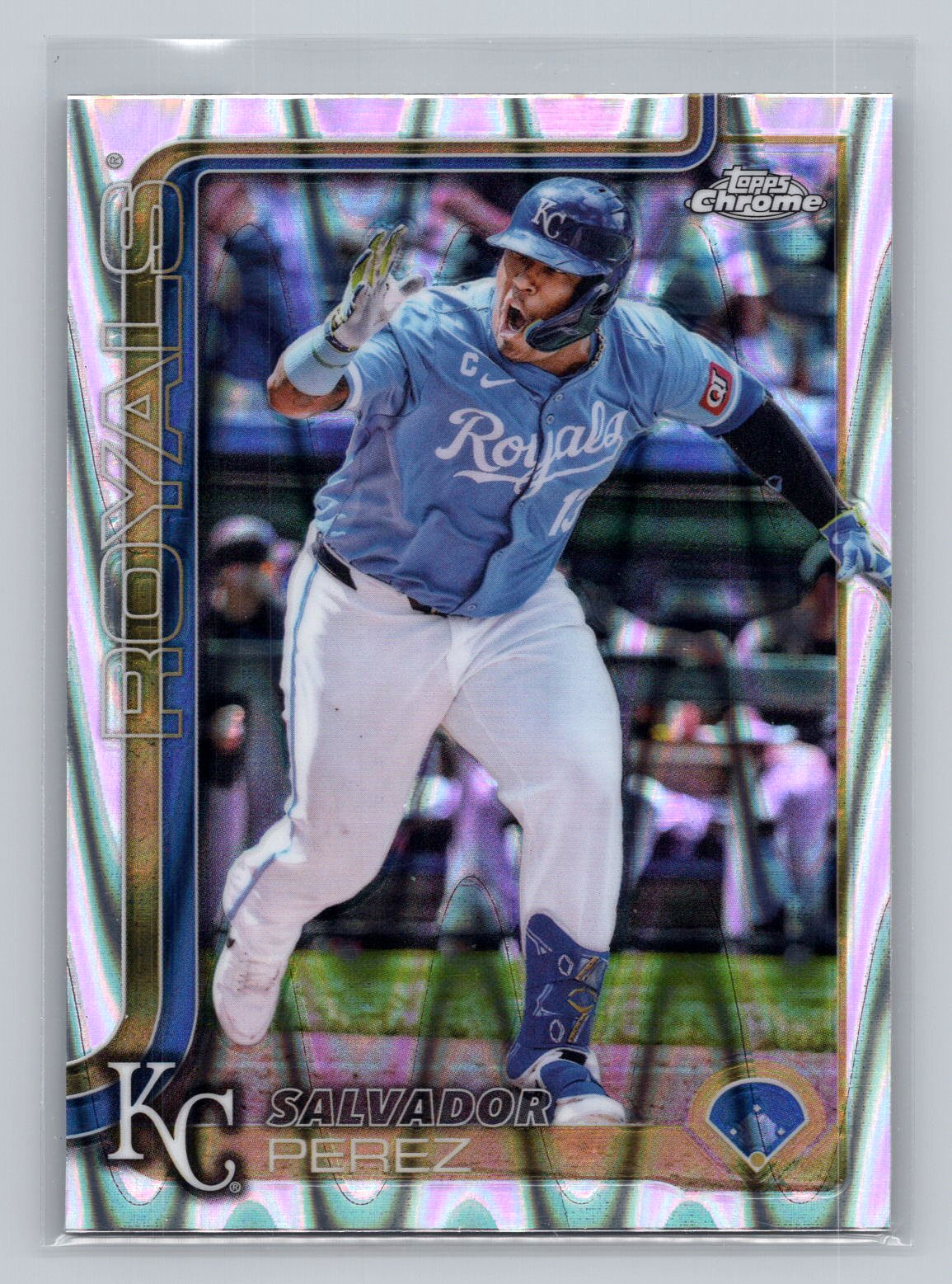 Salvador Perez 2025 Topps Chrome Refractor Raywave Salvador Perez 2025 Topps Chrome Refractor Raywave