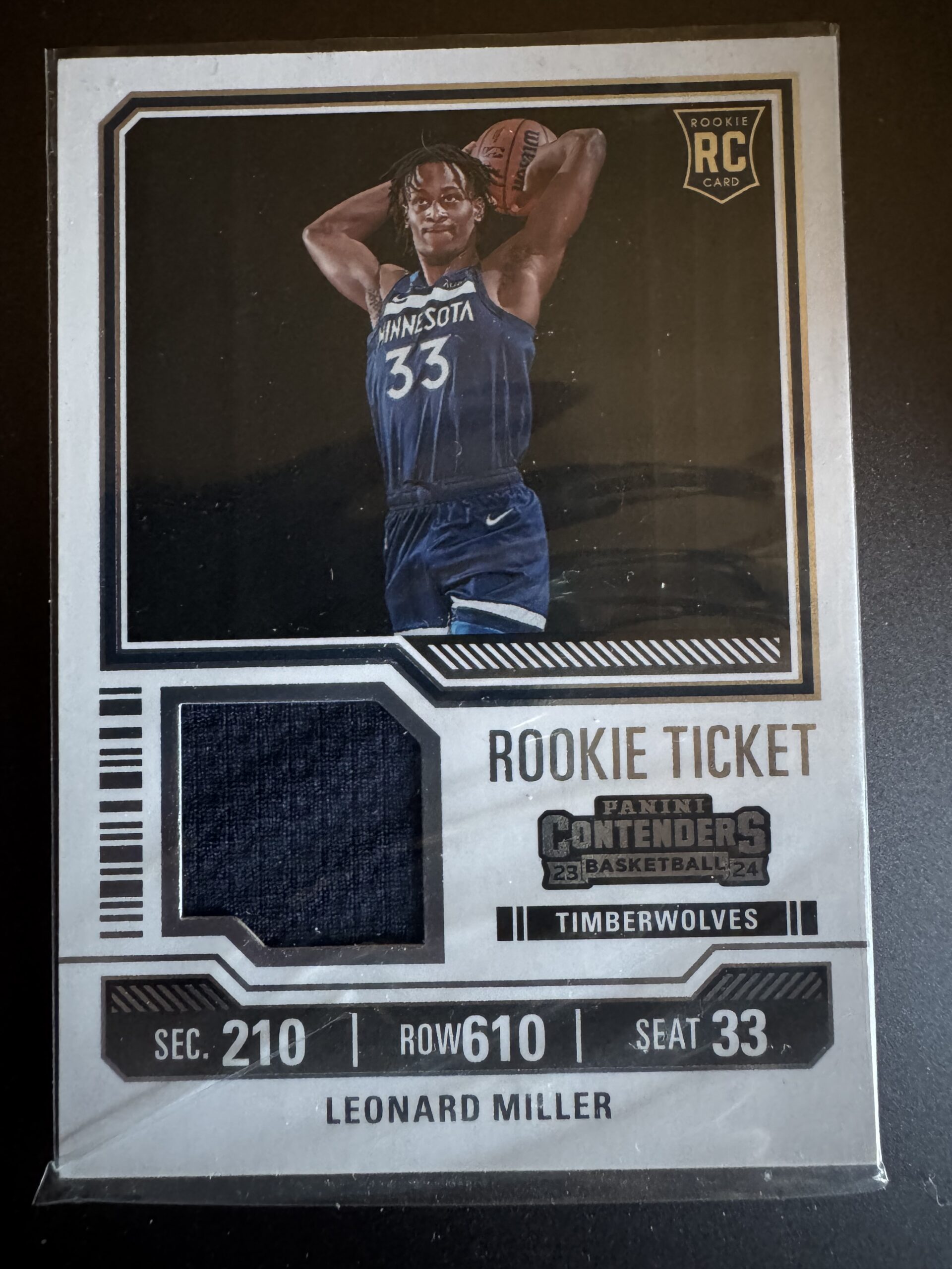 Leonard Miller Contenders Rookie Ticket Patch Timberwolves Leonard Miller Contenders Rookie Ticket Patch Timberwolves